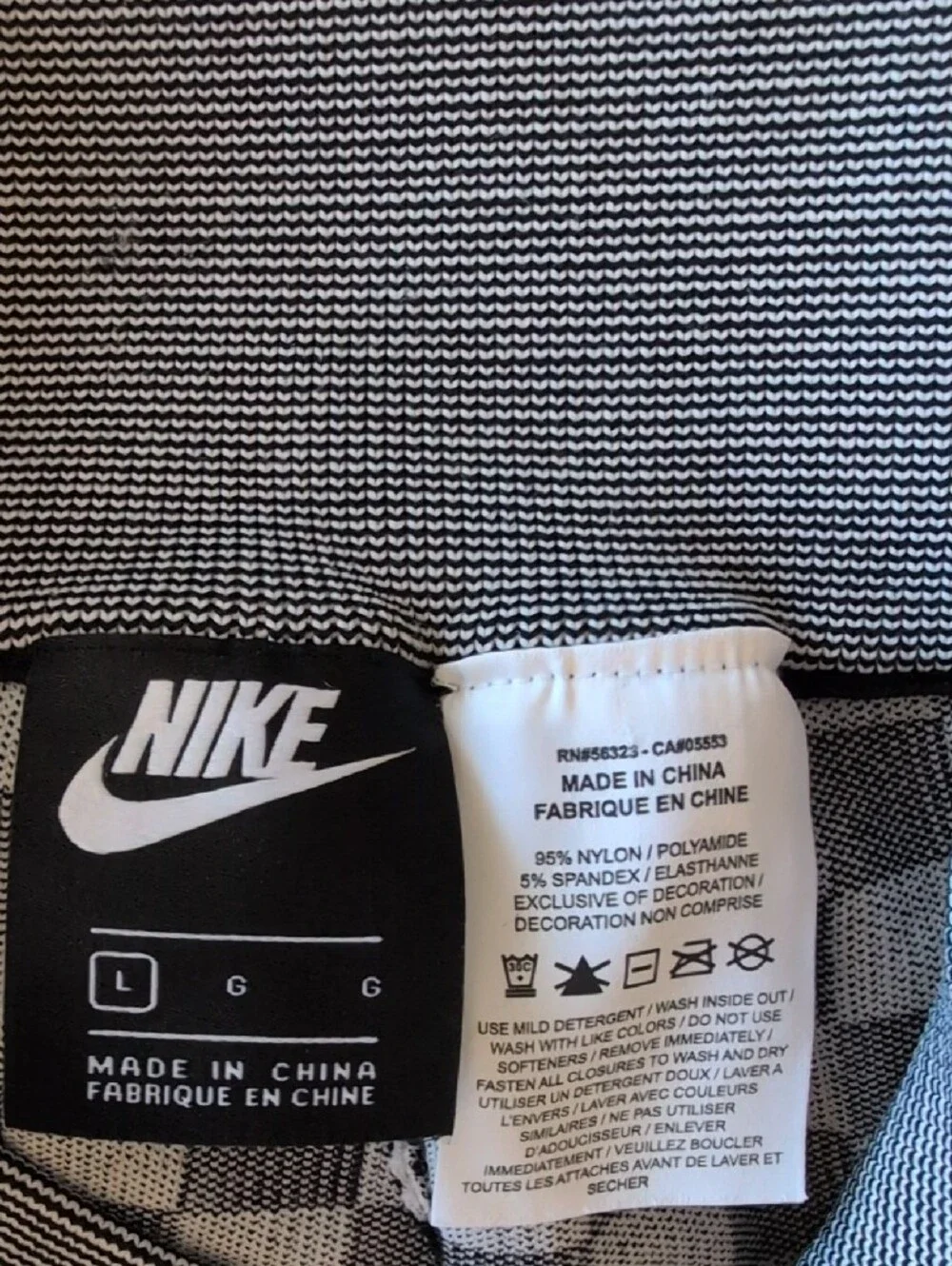 Nike Black & White Checkered Leggings with Side Stripe